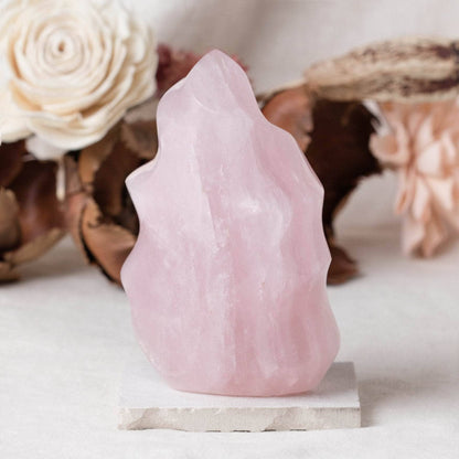 Rose Quartz Flame Crystals - 1 of a Kind