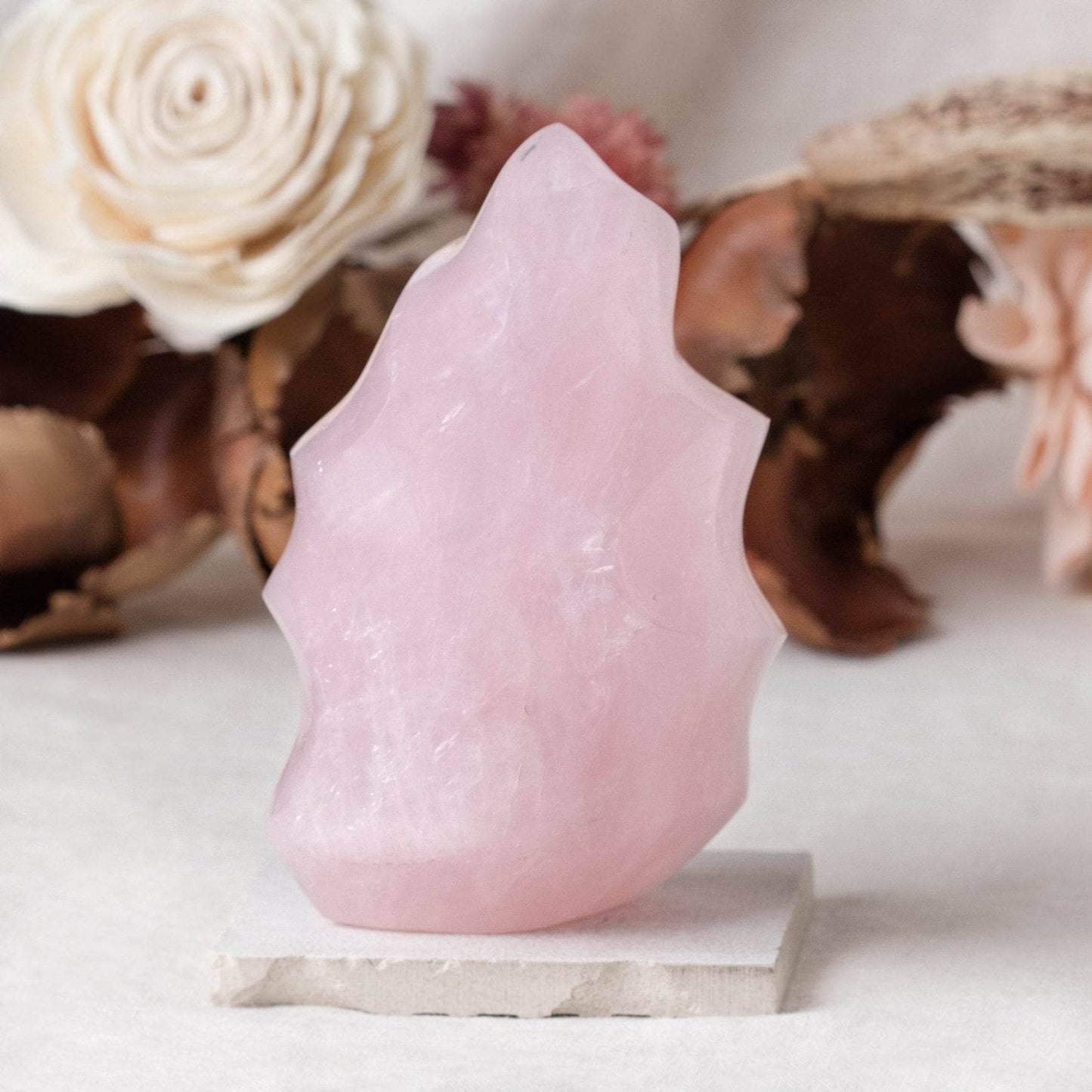 Rose Quartz Flame Crystals - 1 of a Kind