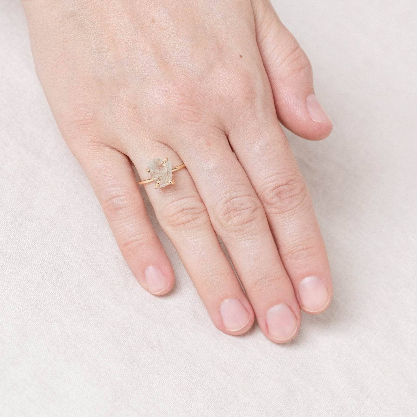 Green Amethyst Raw Freeform Gold or Silver Ring