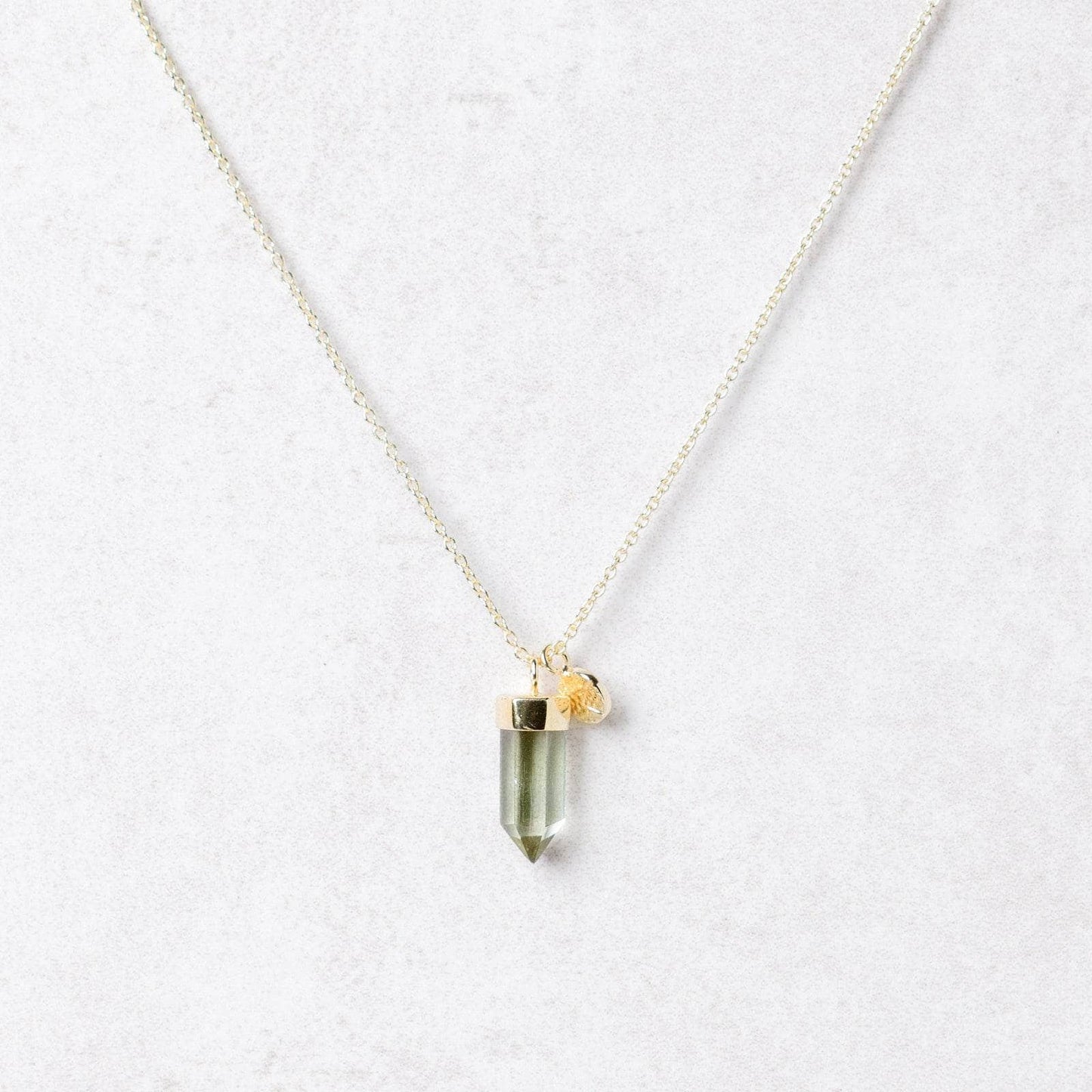 Delicate Green Amethyst Crystal Point Necklace