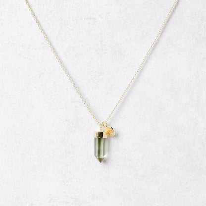 Delicate Green Amethyst Crystal Point Necklace