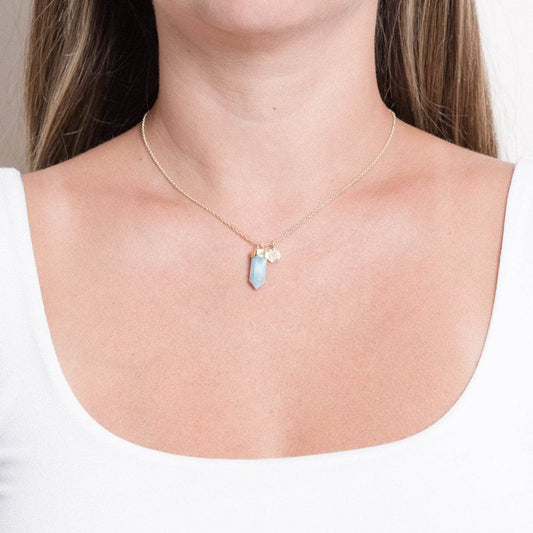 Delicate Rare Genuine Larimar Crystal Point Necklace