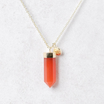 Carnelian Crystal Point Necklace