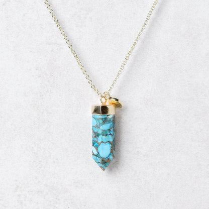 Genuine Turquoise Crystal Point Necklace