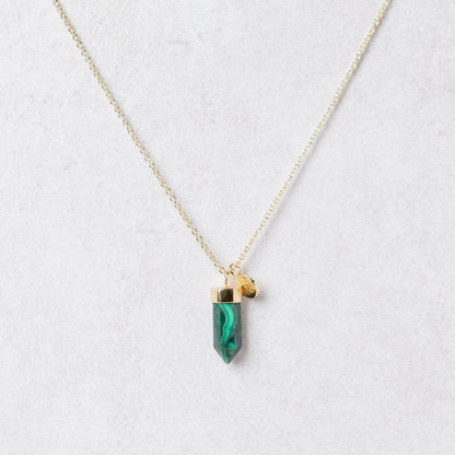 Delicate Genuine Malachite Crystal Point Necklace