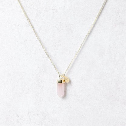 Delicate Rose Quartz Crystal Point Necklace