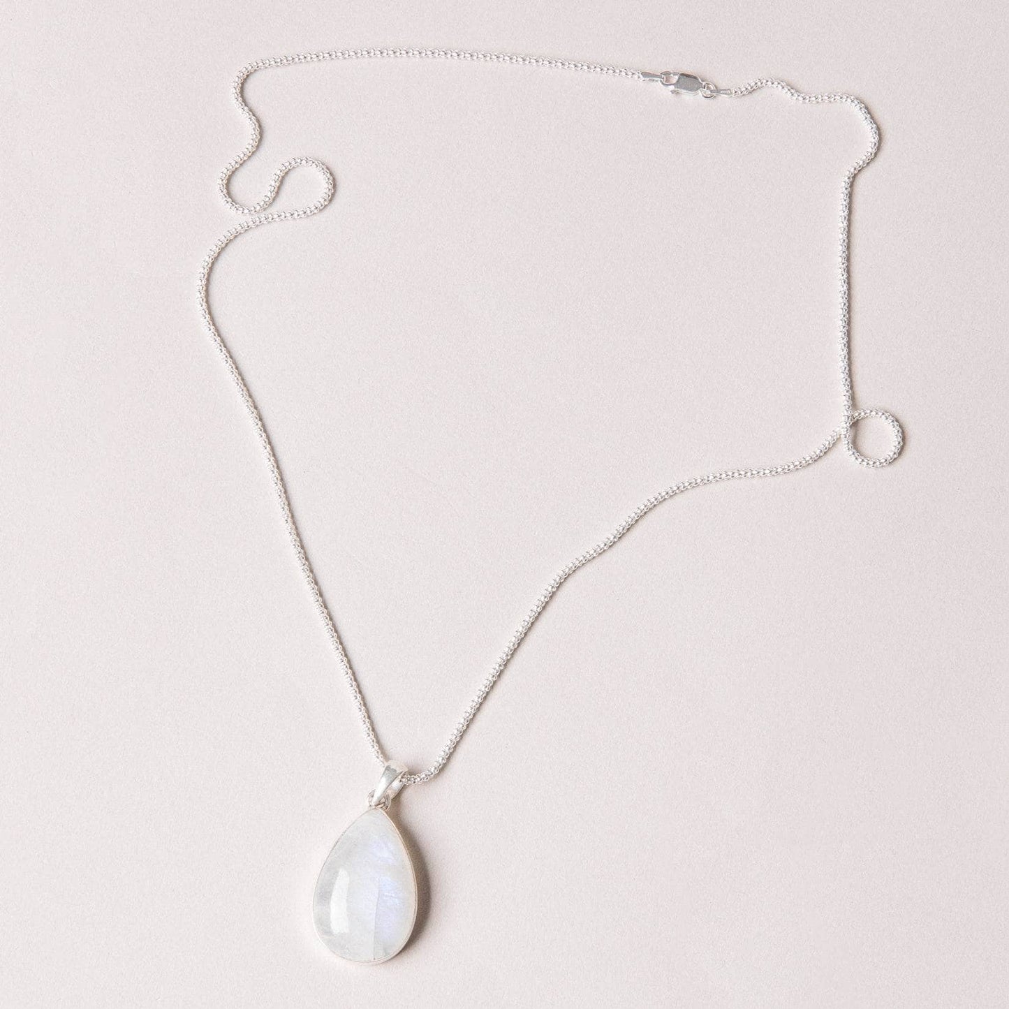 Rainbow Moonstone Teardrop Pendant Necklace