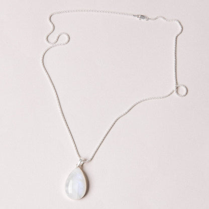 Rainbow Moonstone Teardrop Pendant Necklace