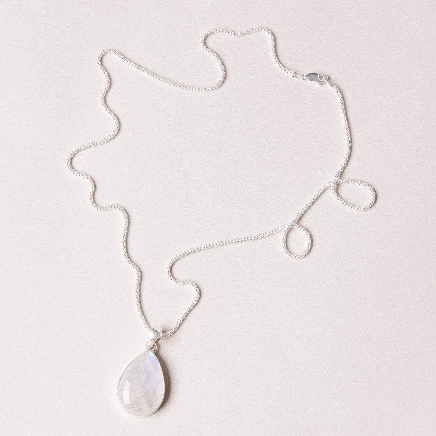 Rainbow Moonstone Teardrop Pendant Necklace
