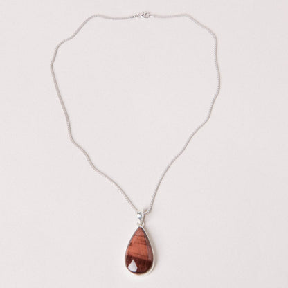 Red Tiger Eye Teardrop Pendant Necklace