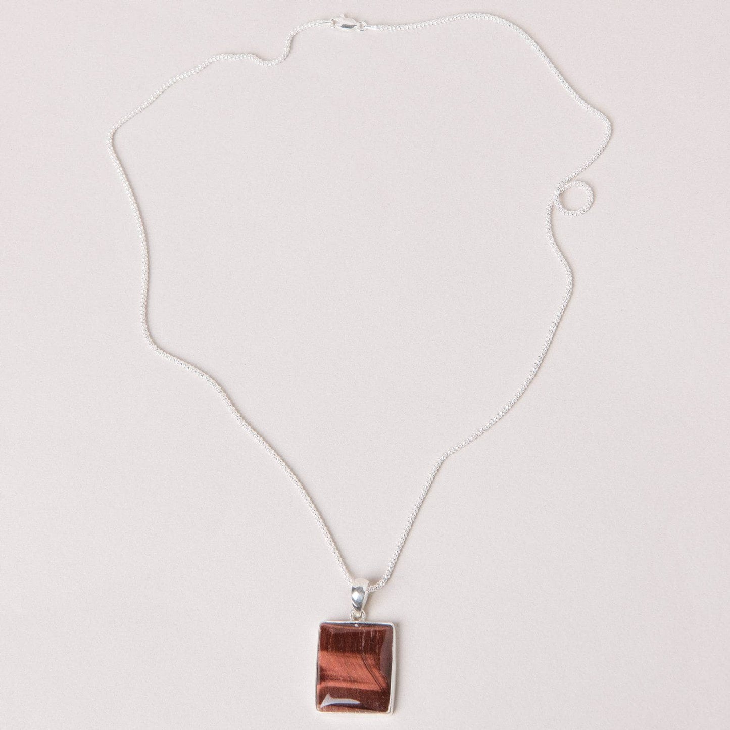 Red Tiger Eye Square Pendant Necklace