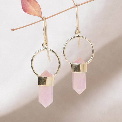 Rose Quartz Crystal Point Earrings