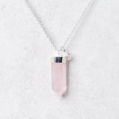 Rose Quartz Crystal Point Necklace