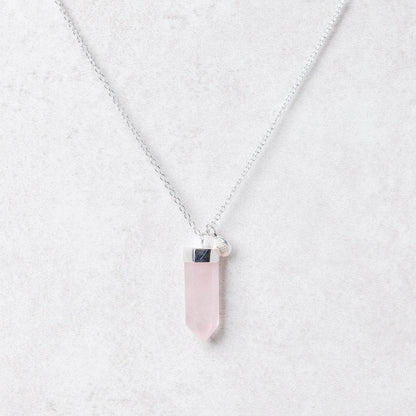 Rose Quartz Crystal Point Necklace