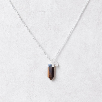 Delicate Tiger Eye Crystal Point Necklace