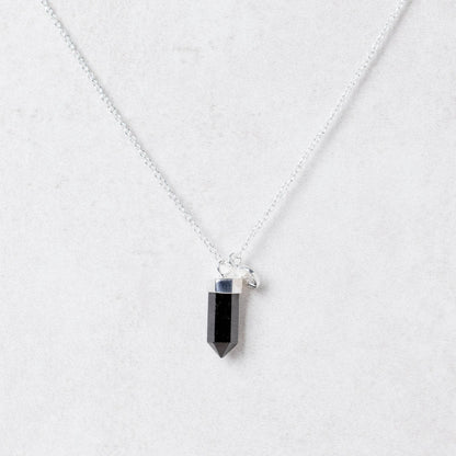 Delicate Black Tourmaline Crystal Point Necklace
