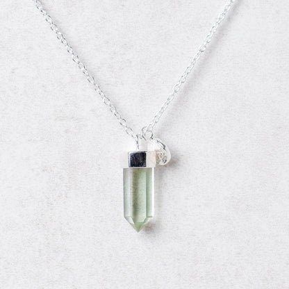 Delicate Green Amethyst Crystal Point Necklace