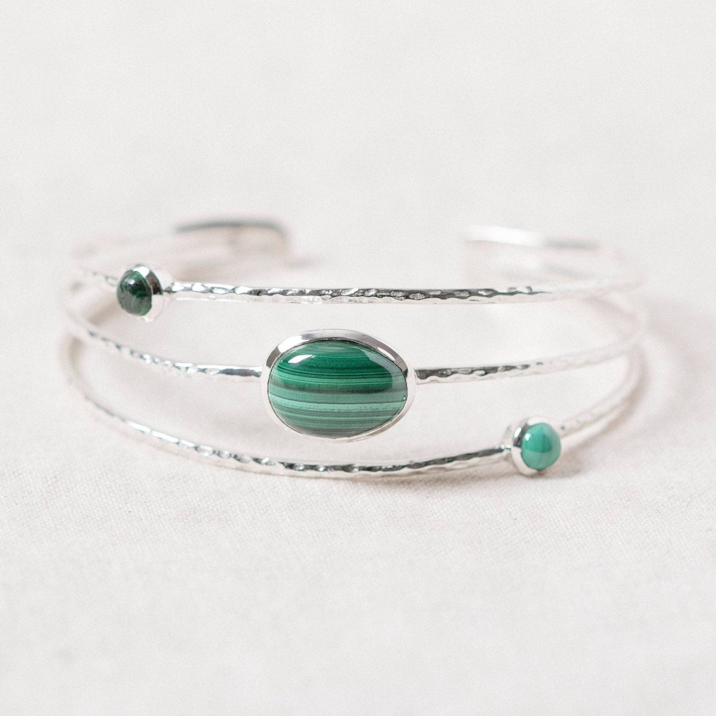 Genuine Malachite Sterling Silver Bracelet