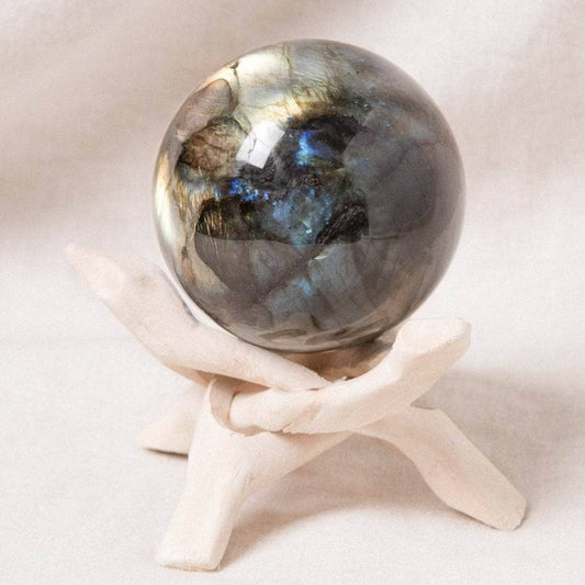 Labradorite Blue Flame Sphere with Tripod