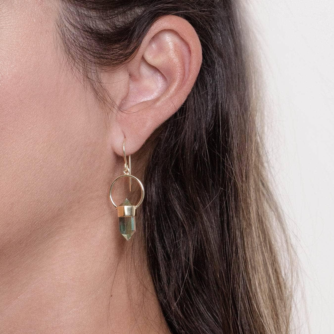 Green Amethyst Crystal Point Earrings