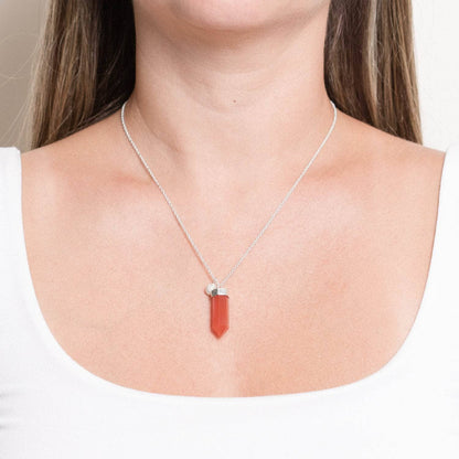 Carnelian Crystal Point Necklace