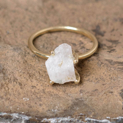 Rainbow Moonstone Raw Freeform Gold or Silver Ring