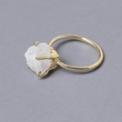 Rainbow Moonstone Raw Freeform Gold or Silver Ring