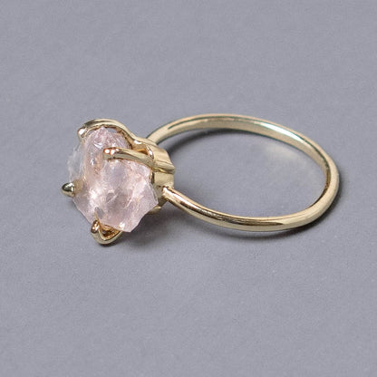 Rose Quartz Raw Freeform Gold or Silver Ring