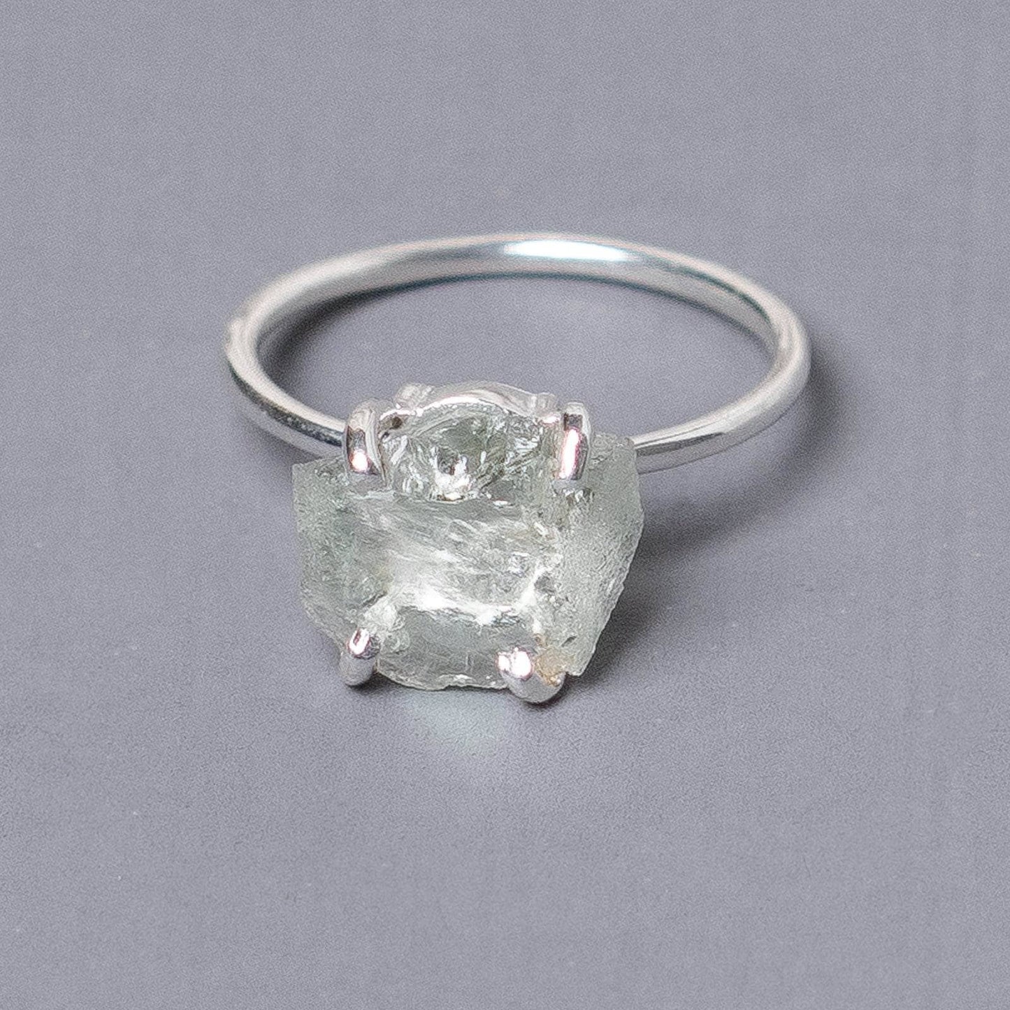 Green Amethyst Raw Freeform Gold or Silver Ring
