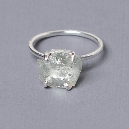 Green Amethyst Raw Freeform Gold or Silver Ring