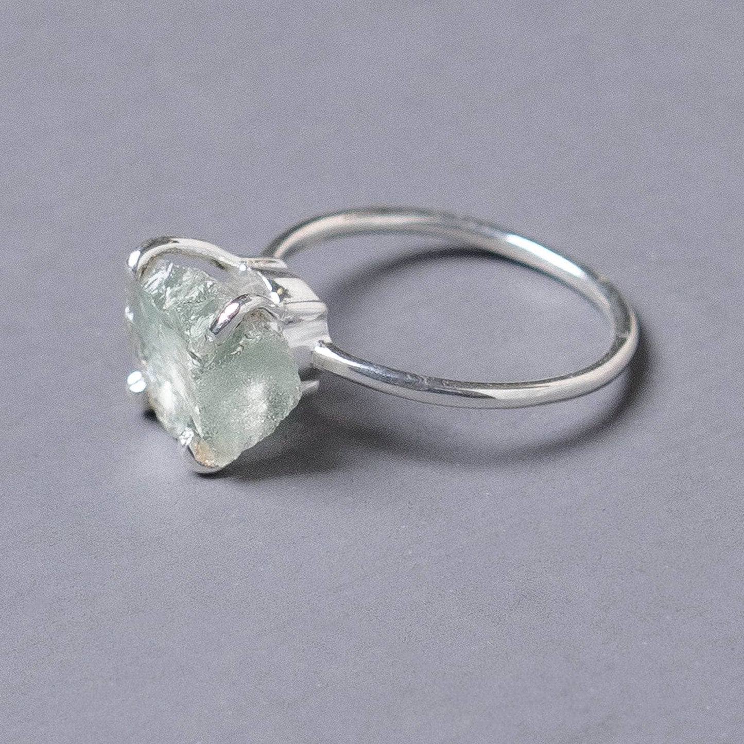 Green Amethyst Raw Freeform Gold or Silver Ring