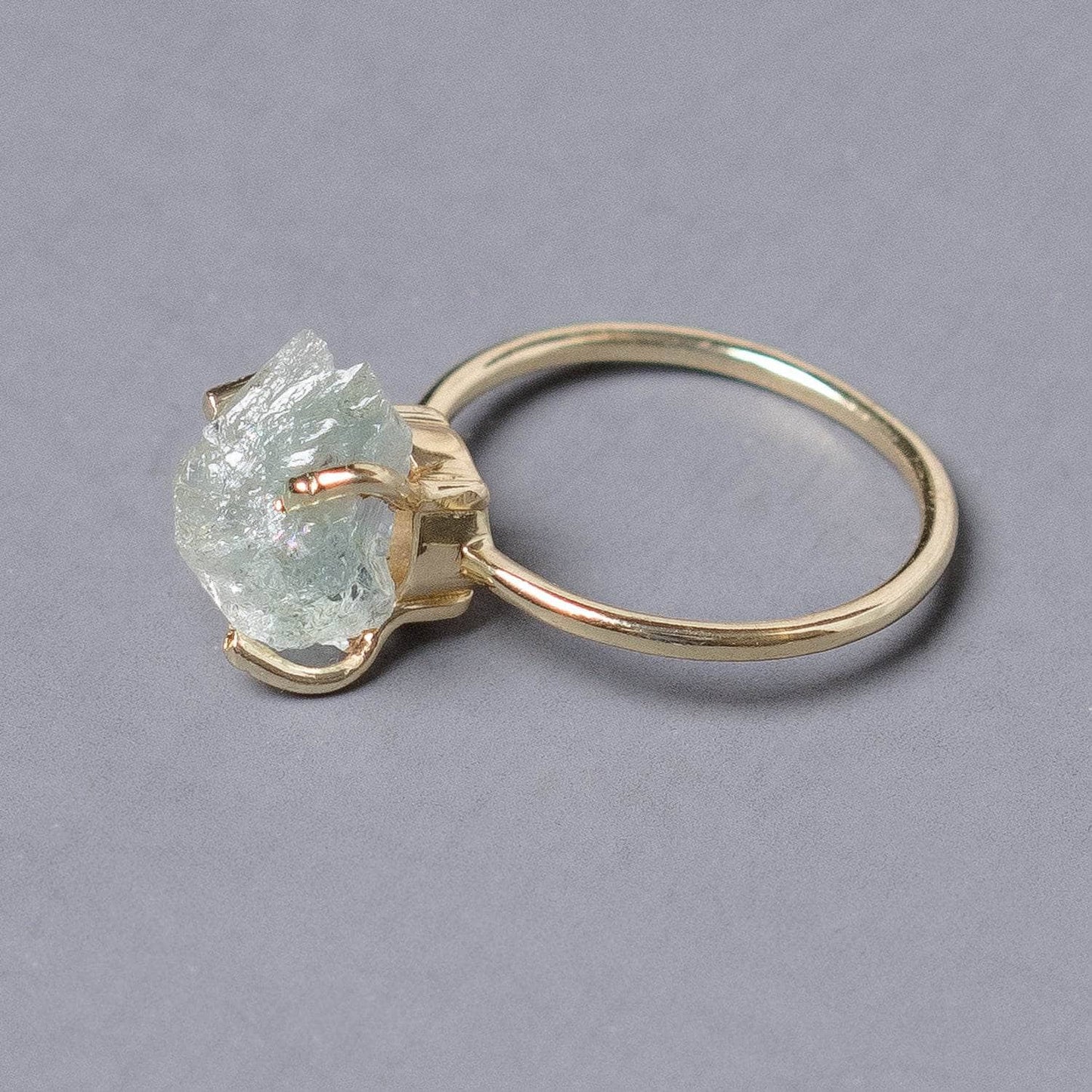 Green Amethyst Raw Freeform Gold or Silver Ring
