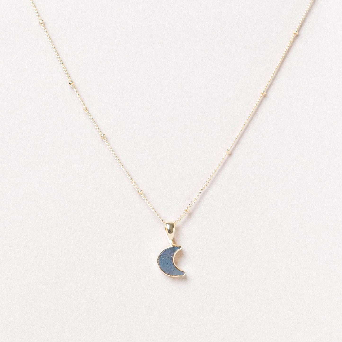 Crescent Moon Raw Gemstone Necklace