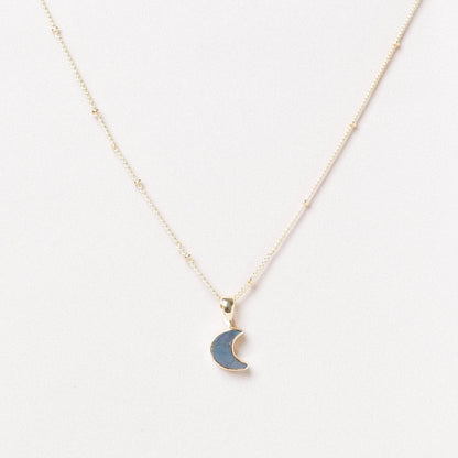 Crescent Moon Raw Gemstone Necklace