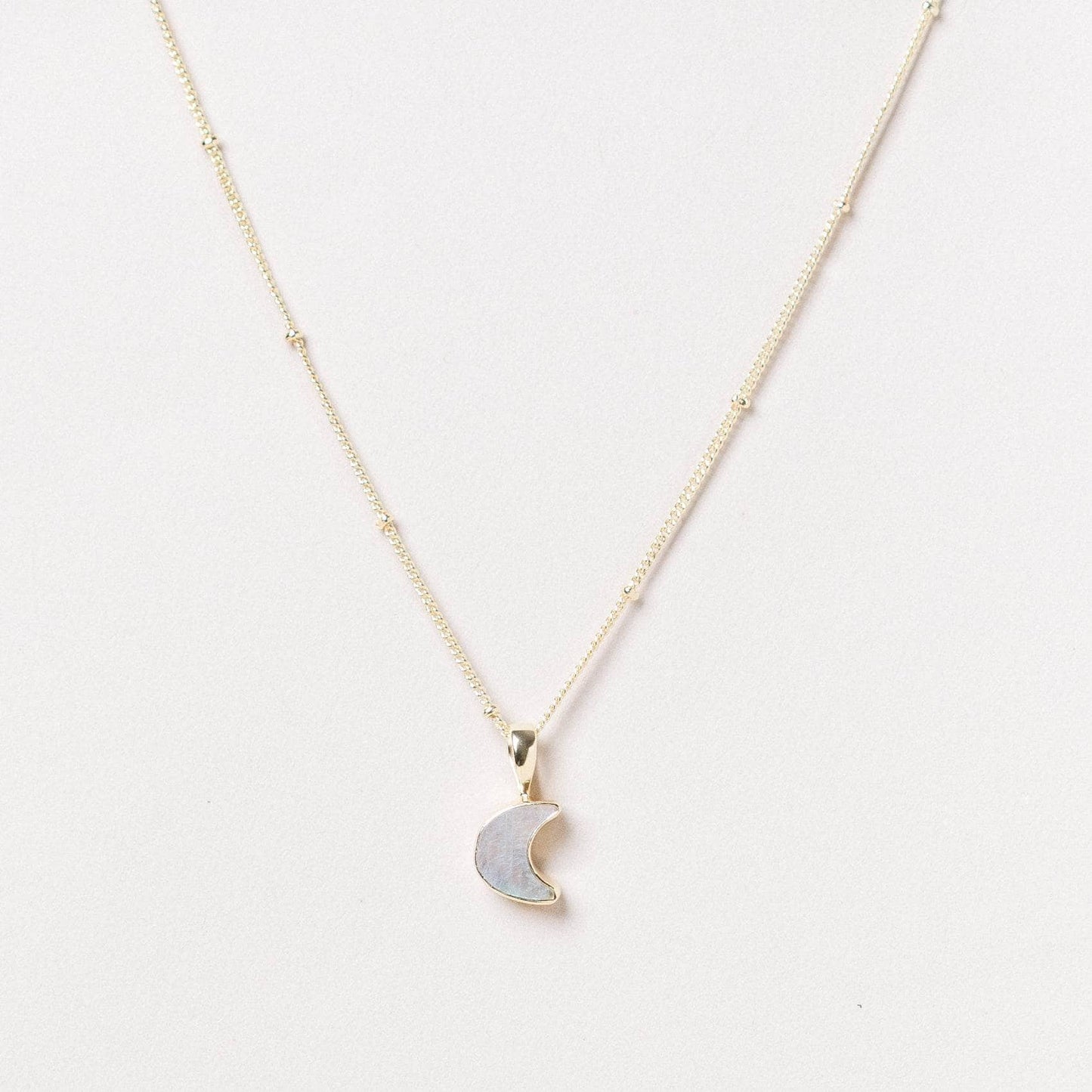 Crescent Moon Raw Gemstone Necklace