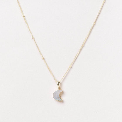 Crescent Moon Raw Gemstone Necklace