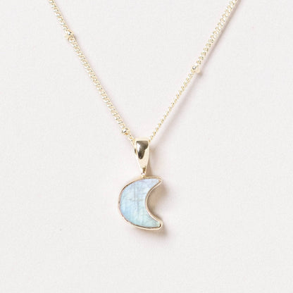 Crescent Moon Raw Gemstone Necklace