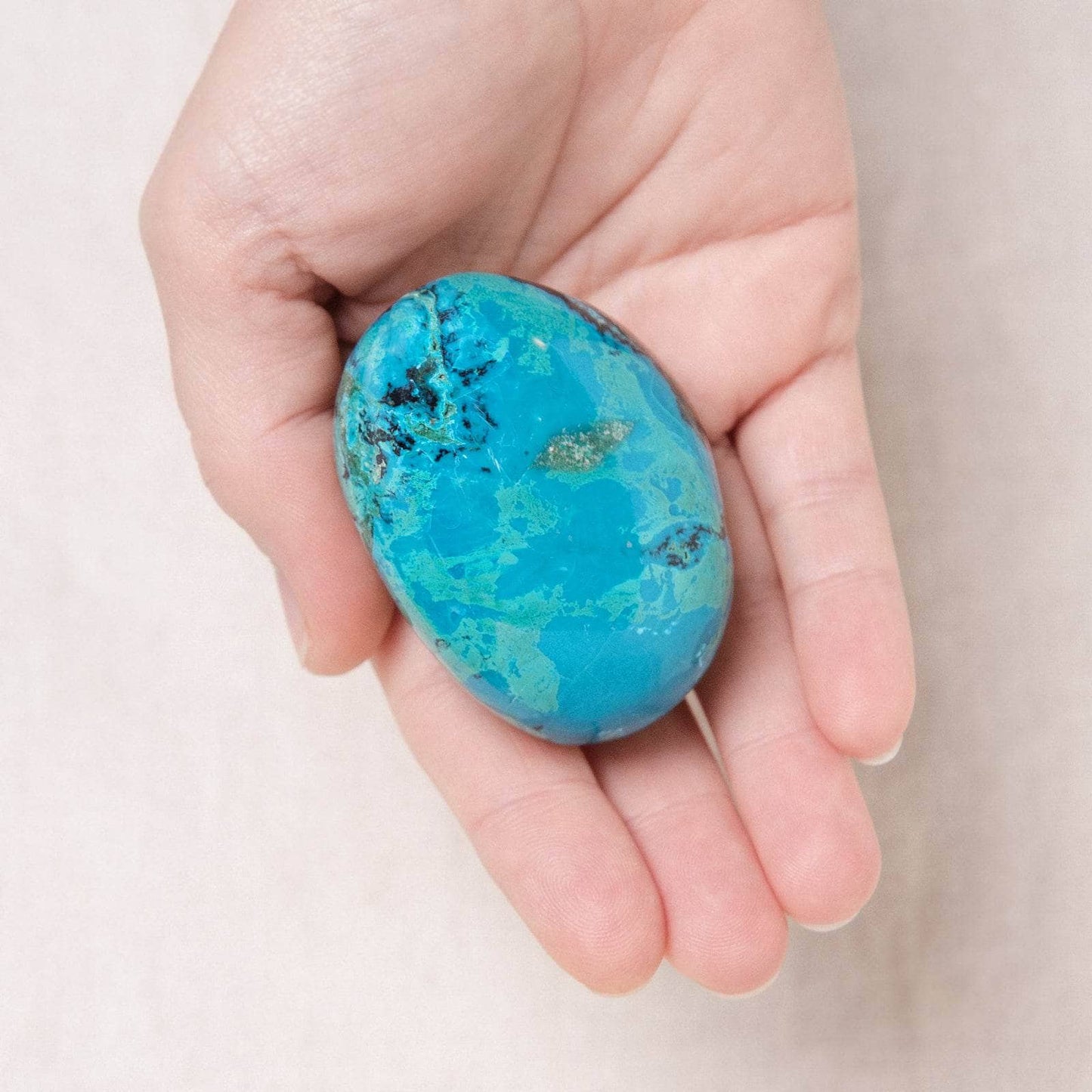 Rare Peruvian Chrysocolla Palm Stone