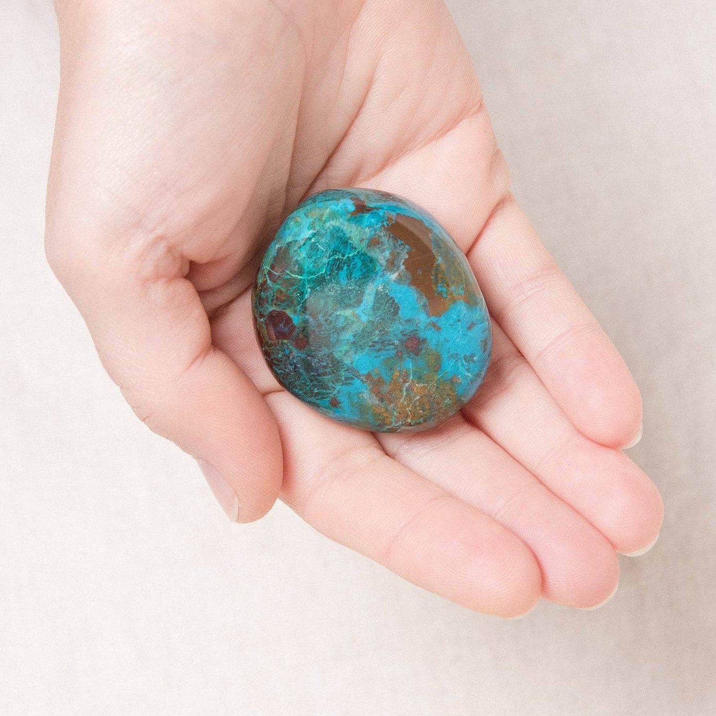 Rare Peruvian Chrysocolla Palm Stone