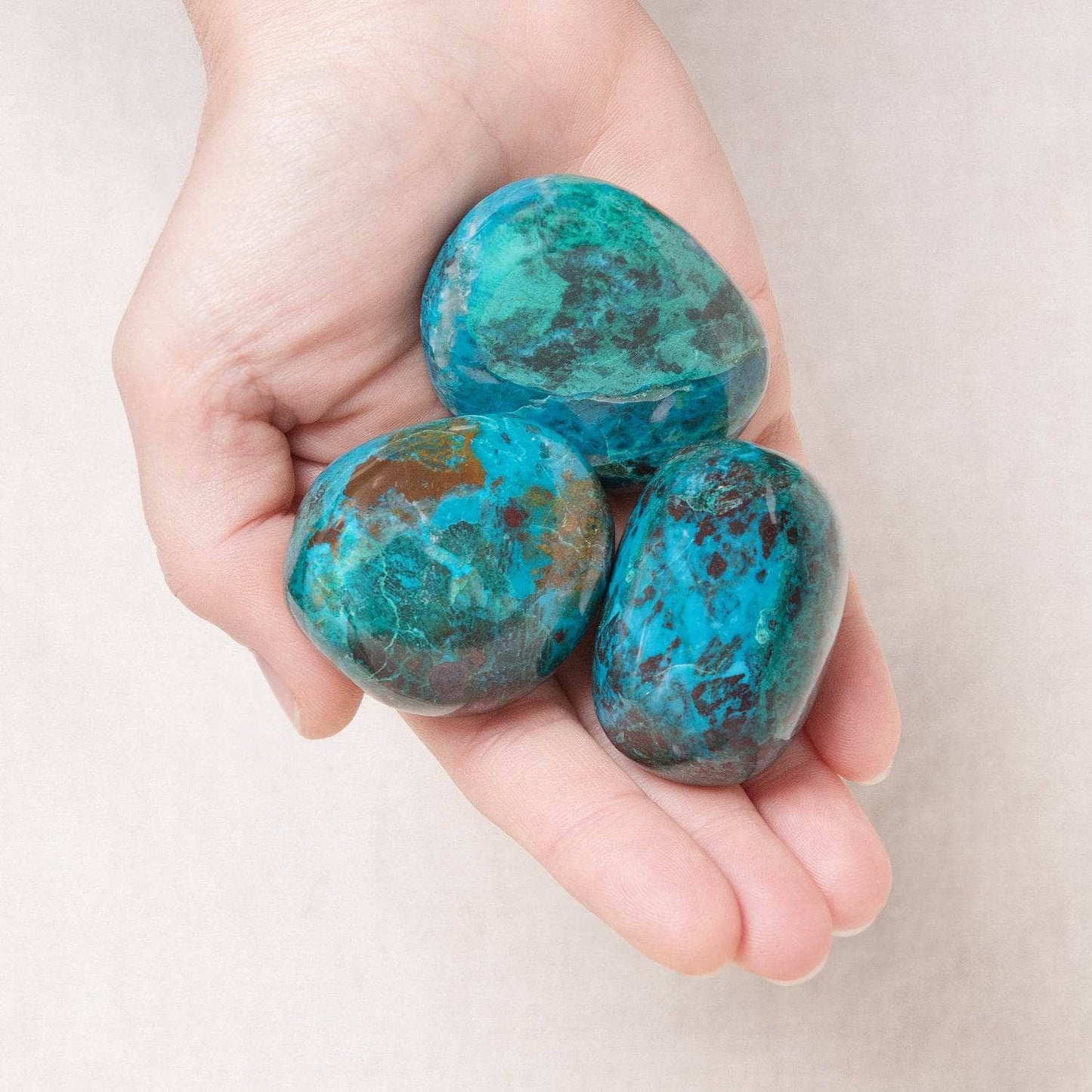 Rare Peruvian Chrysocolla Palm Stone