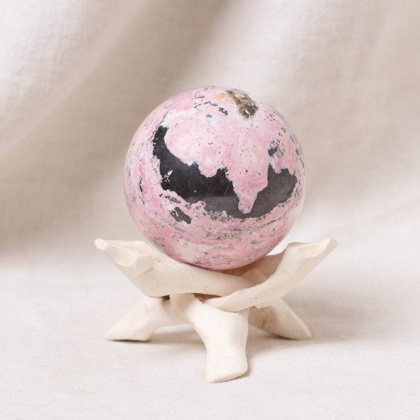 Peruvian Rhodonite Sphere with Tripod - AAA Premium Quality