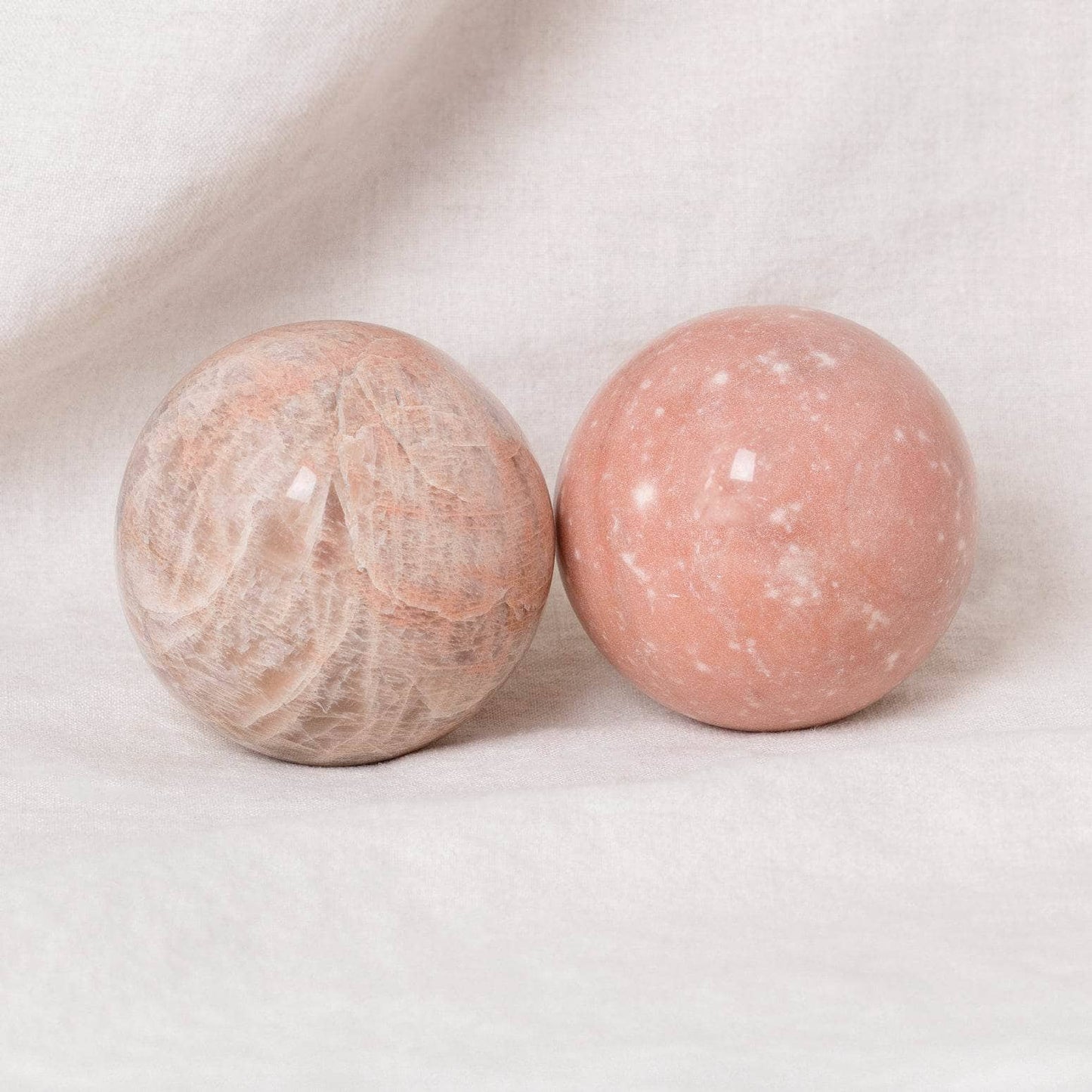 Peach Moonstone Spheres - AAA Premium Quality