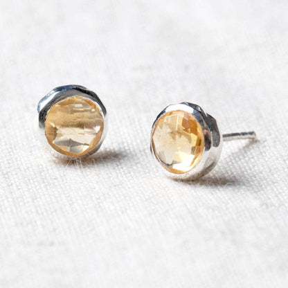Citrine Silver or Gold Stud Earrings
