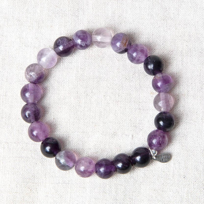 Purple Rainbow Fluorite Energy Bracelet 8mm