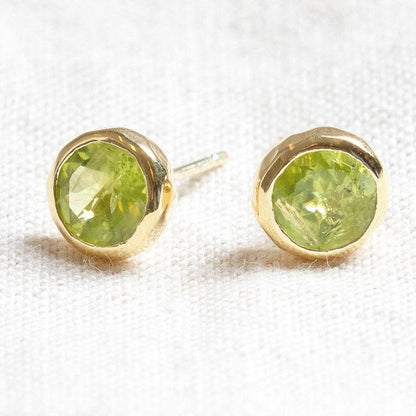 Genuine Peridot Silver or Gold Stud Earrings