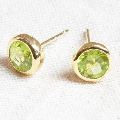 Genuine Peridot Silver or Gold Stud Earrings