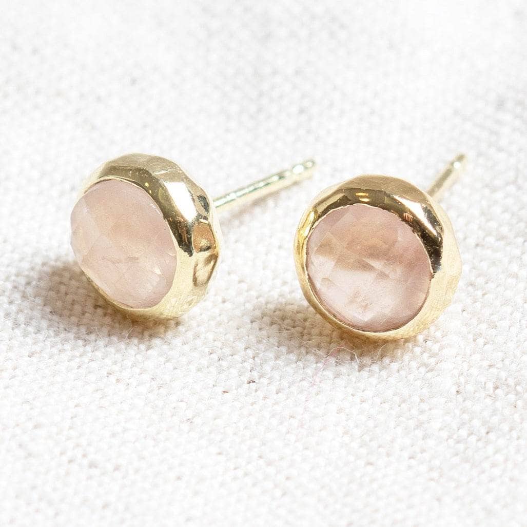 Rose Quartz Silver or Gold Stud Earring