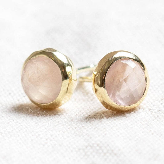 Rose Quartz Silver or Gold Stud Earring