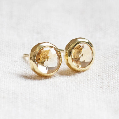 Citrine Silver or Gold Stud Earrings