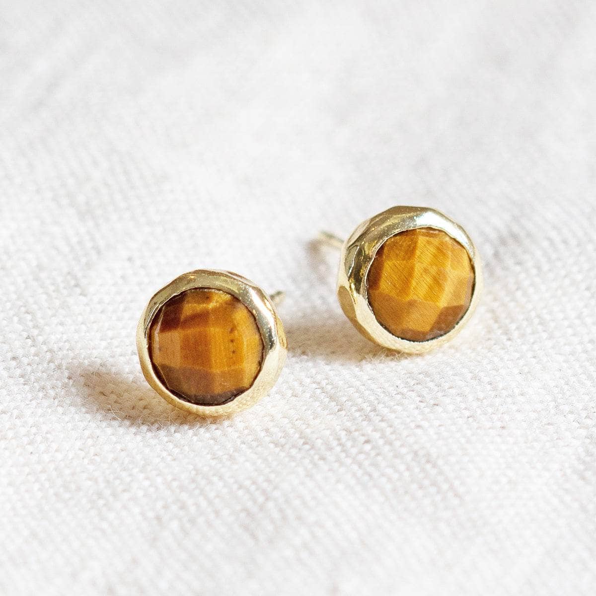 Tiger Eye Silver or Gold Stud Earrings